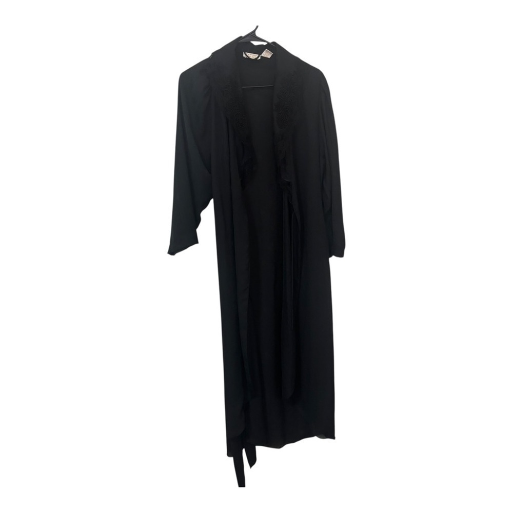 Vintage Gold Label Victoria’s Secret black semi sheer maxi lingerie robe P/S